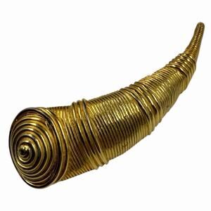 VINTAGE MOSELL 70s 80s HUGE CHUNKY GOLD BROOCH PIN BYZANTINE ETRUSCAN HORN EUC